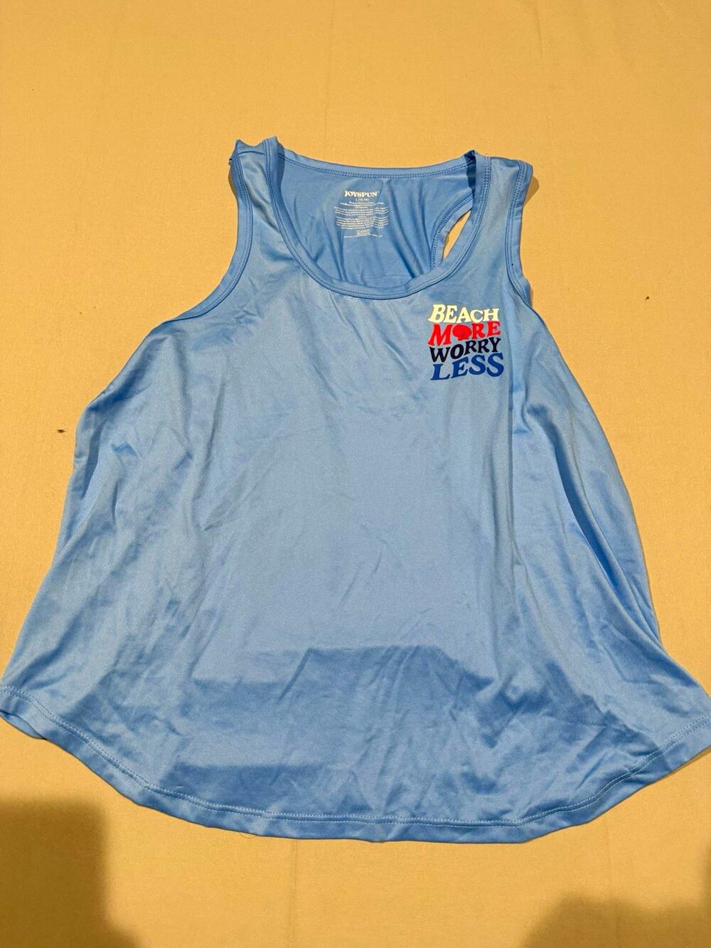 Joyspun Women Blue Pajama Tank Top L 12-14 Graphic Print Scoop Racerback